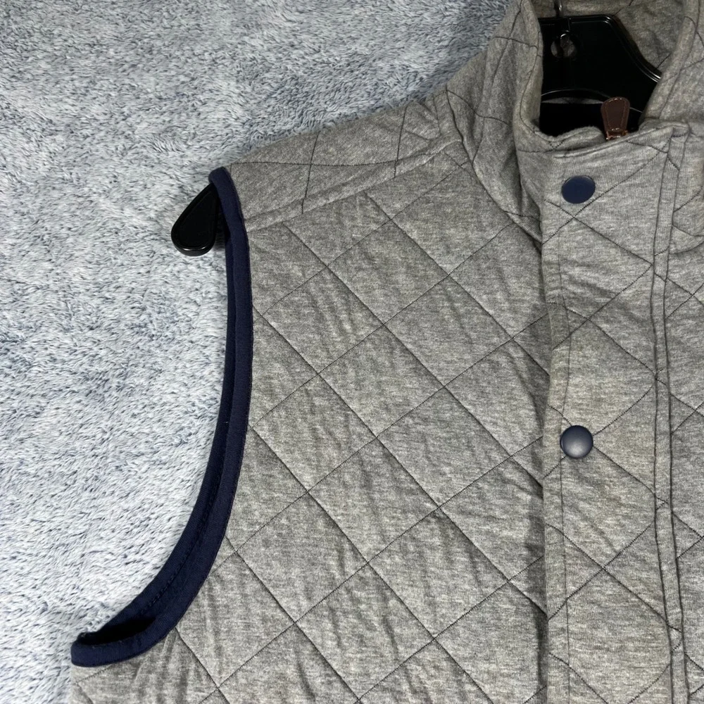 Jos A Bank‎ 1905 Mens Quilted Vest Heather Grey Navy Trim Tailored Fit Small